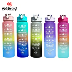 Botol Minum Pelangi Tritan 1000ml Water Bottles dengan tutup dengan sedotan snail tumbler air