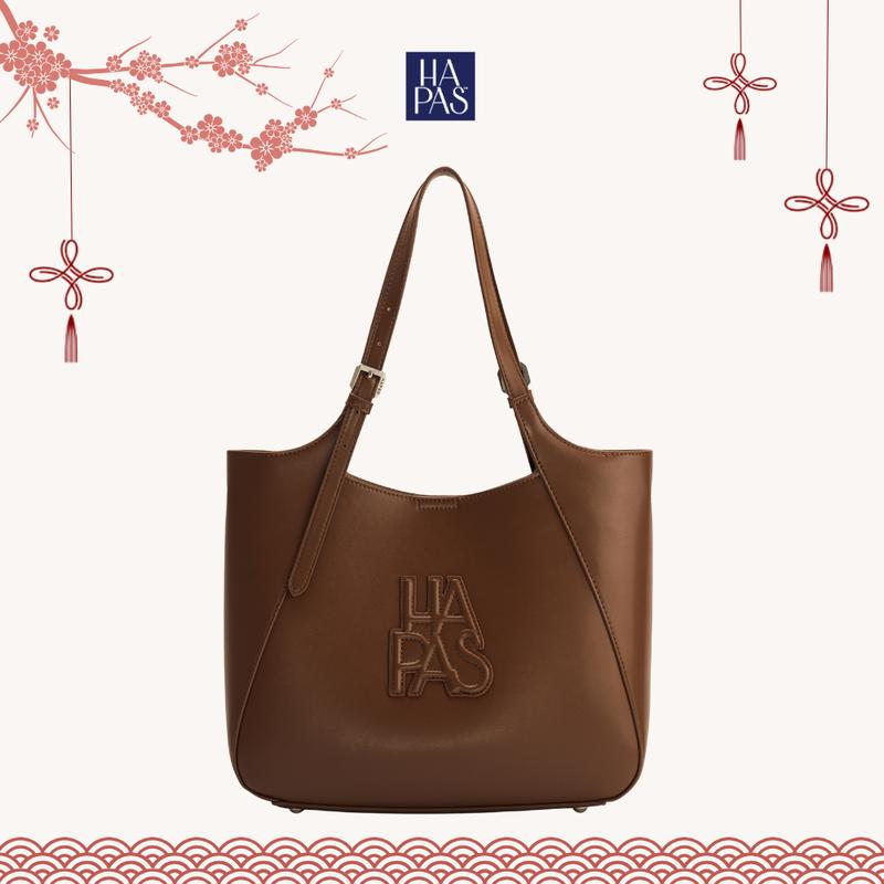 DEAL LIVE Túi Tote Nữ Dập Nổi Camel Cỡ Lớn HAPAS Size 33 - Túi Da Cao Cấp