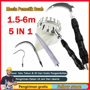 【COD】tongkat panjang 5 in1 6M Tongkat Panjang Untuk Petik Buah /metal fruit picker /galah pemetik buah 10 meter/tongkat pemetik buah