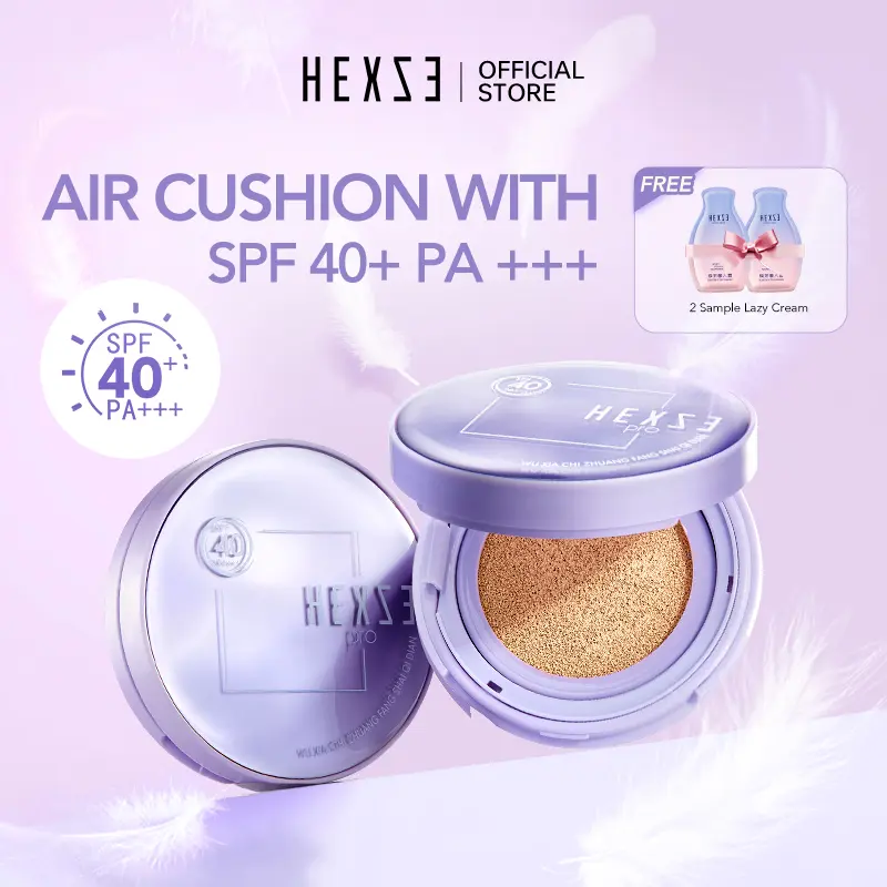 HEXZE Oil Control Sunscreen Cushion 12g, Hydrating Long-lasting Foundation, Skin Protection, SPF 40+, PA+++