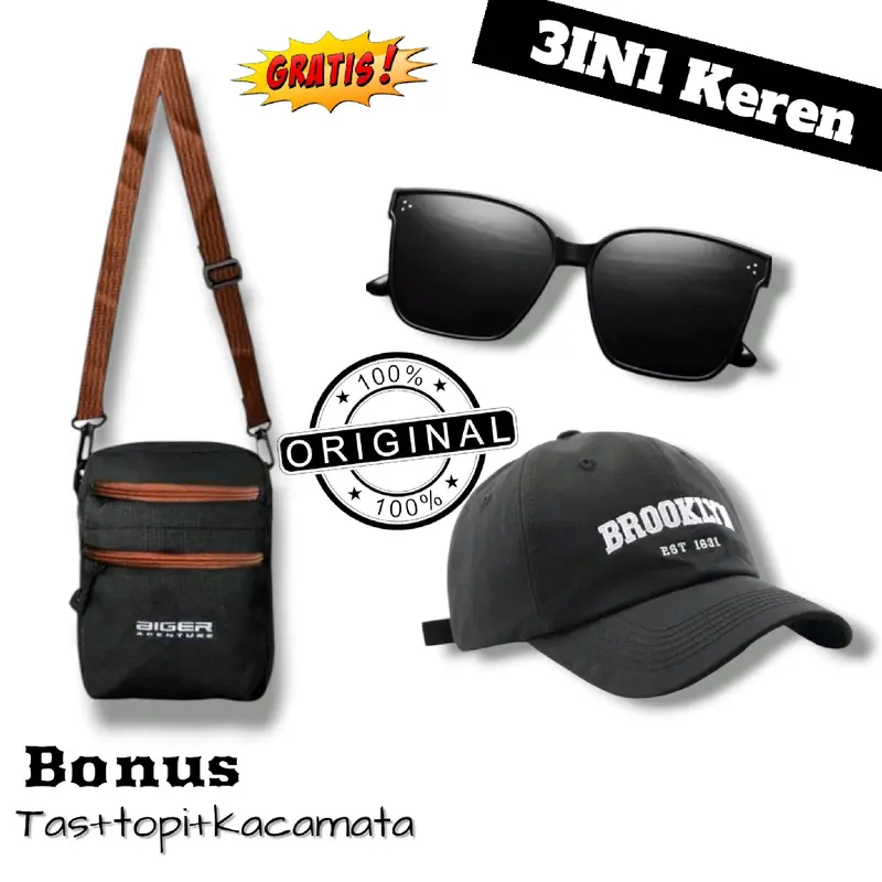 PROMO 3IN1 beli 1 dapat 3 produk tas selempang pria gratis 2 produk lainya Slingbag Cowo 6