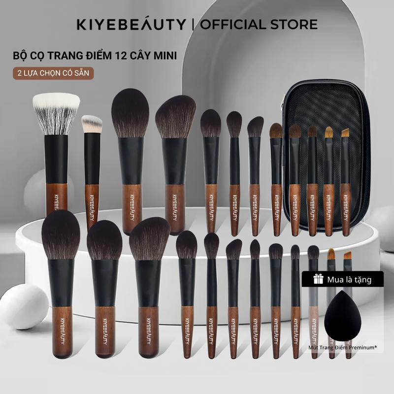 Bộ 12 Cọ Trang Điểm Mini KIYE Chuyên Nghiệp Tiện Lợi Kèm Túi Đựng
