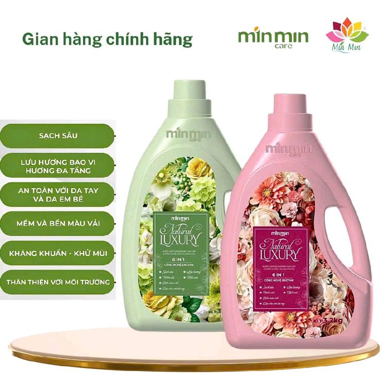 Chính Hãng - Nước Giặt Xả Enzym Min min care 1 Can 3.2L Làm Sạch Tối Ưu Công Nghệ Enzym Sinh Học Từ Nhật Bản Natural Luxury