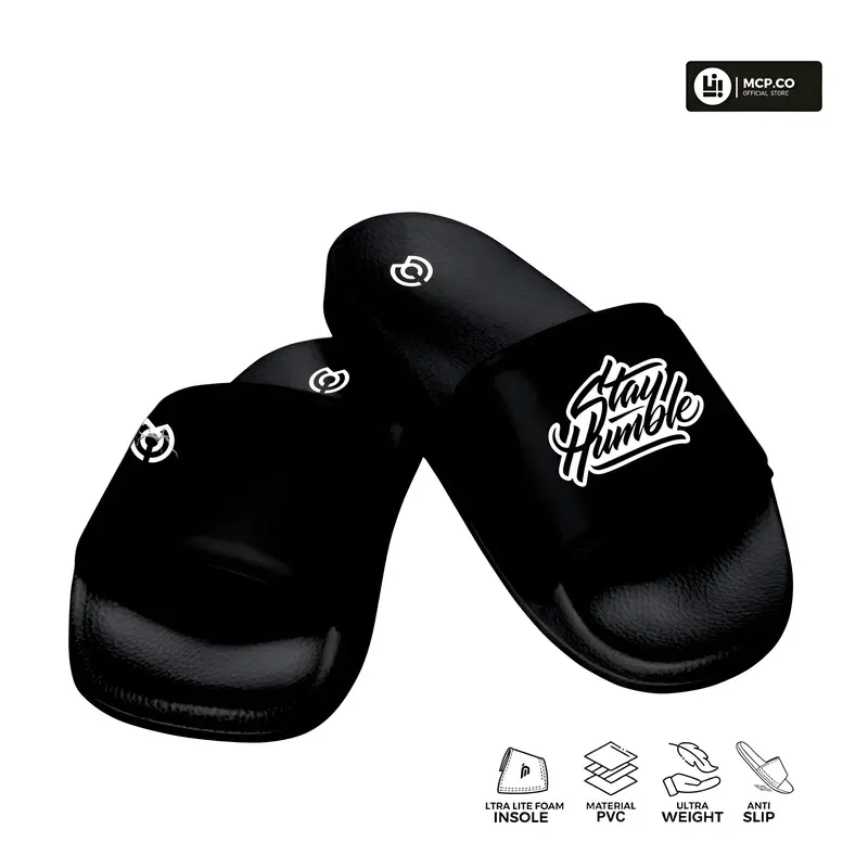 Sandal Selop Pria Black Humble Terbaru Kekinian Size 37-43 Sendal Slop Kasual Elegant 2025 Shoes Karet Wanita 0