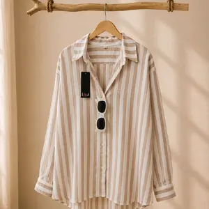 Loui Oversized Stripe Shirt - Kemeja Pinguin Big Size LD 120 & 130