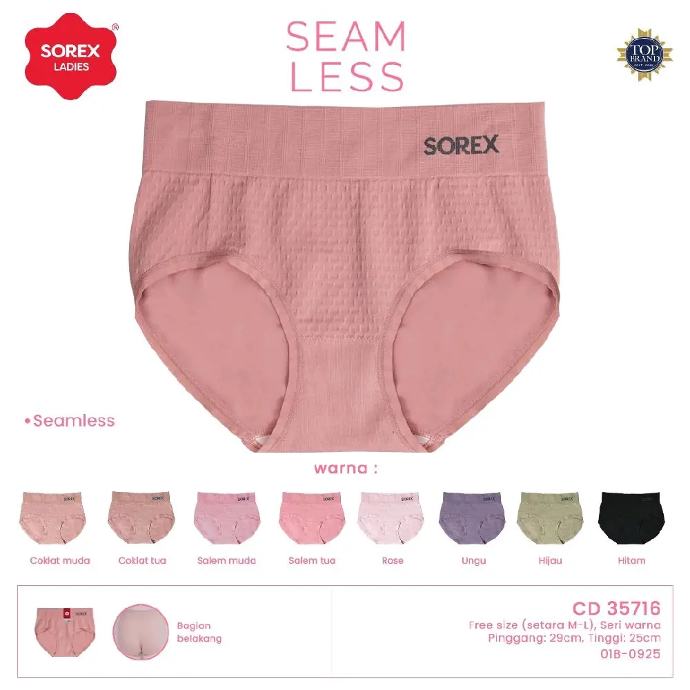 Isi ( 3, 6, 12pcs ) CD Sorex 35716 Celana Dalam Wanita Dewasa CD Wanita Rajut Midi Corak Bahan Elastis Lembut Nyaman