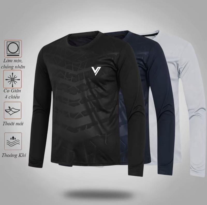  COMBO 3 Áo Thun Dài Tay Nam Chất Liệu Thun Lạnh Mềm Mịn Co Dãn 4 Chiều Họa Tiết Dập Nổi Thoải Mái Khi Mặc Ở Nhà Thể Dục Thể Thao 