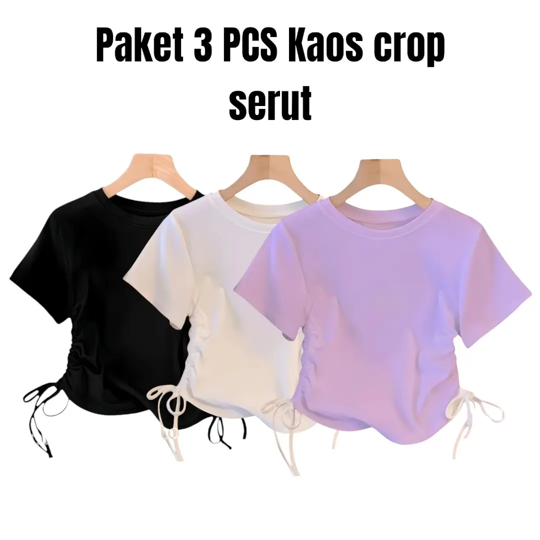 Paket 3 PCS Baju Kaos Crop Top Serut Anak Perempuan Usia 2-11 Tahun Fashion katun combed Atasan Anak cewek Cotton