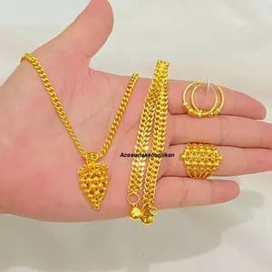 Set perhiasan tembaga leotin anggur dan gelang kelabang anti karat dan luntur