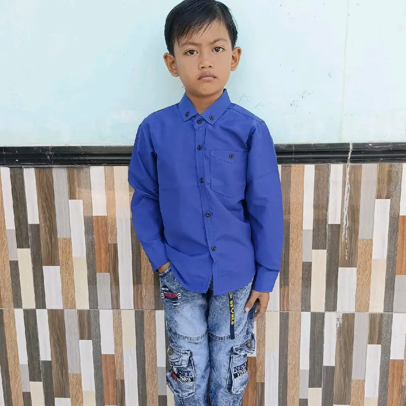 Pakaian anak Baju anak Atasan Kemeja anak lengan panjang Hem anak Kemeja polos Fashion 6