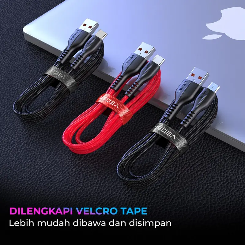 VEGER Kabel Data Cable VG-18 USB MICRO TYPE C LIGHTNING QC 3.0 Fast Charging 100cm Charger 3