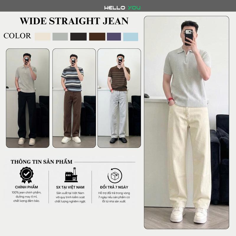 QUẦN KAKI NAM ỐNG SUÔNG ĐỨNG HELLOYOU CHẤT VẢI KAKI JEAN DÀY DẶN ĐỨNG FORM…