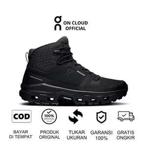 SEPATU ON CLOUD MIDROCK BLACK WATERPROOF 0RlGlNAL SHOES