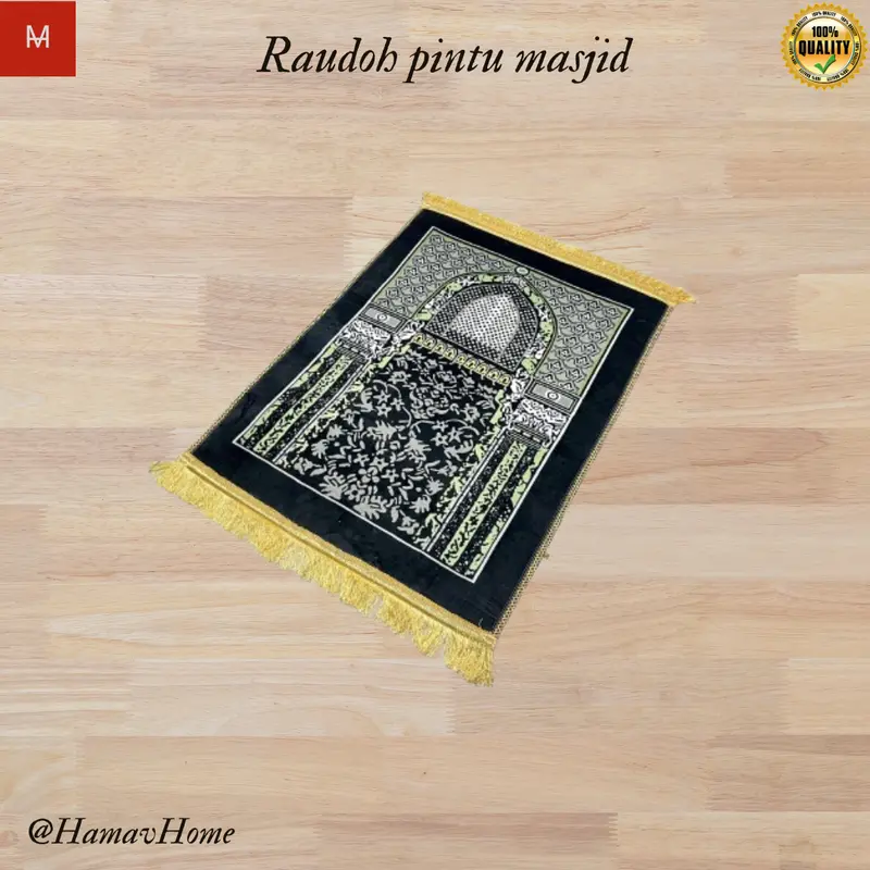 SAJADAH RAWIS BUSA TEBAL EMPUK UK 110X70 CM MOTIF RAUDOH [warna dasar hitam] 5