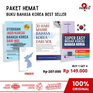 Paket Murah 3 Buku Bahasa Korea Best Seller - Otodidak Korea + 30 Hari Mahir + Super Easy BONUS Sekilas Bahasa Korea