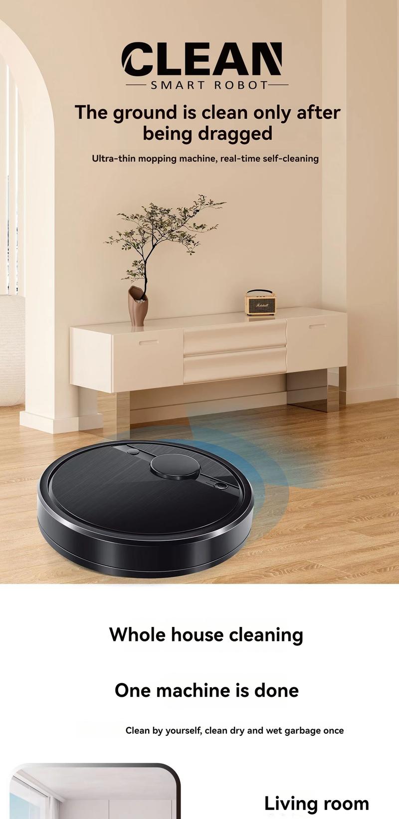 Product Introduction of Sweeping and mopping robot Household cleaning machine Lazy portable multi-functional intelligent robot vacuum cleaner 5
