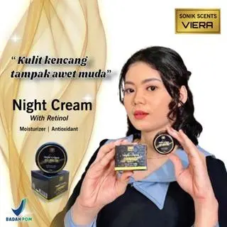 VIERA Night Cream with Retinol Krim Malam Anti Aging Krim Anti Penuaan Penghilang Darkspot Anti Keriput Pelembab Wajah 10g BPOM