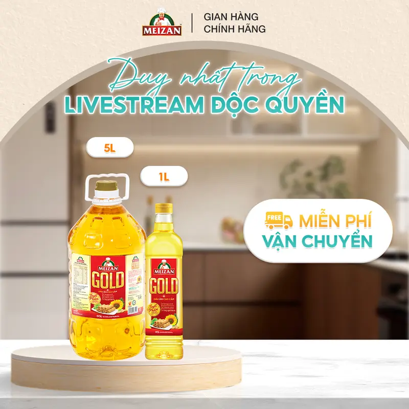 [WILMAR] Dầu ăn cao cấp Meizan Gold 5L kết hợp hoàn hảo từ 03 loại dầu tự nhiên cao cấp tặng 1 chai Meizan Gold 1L 0