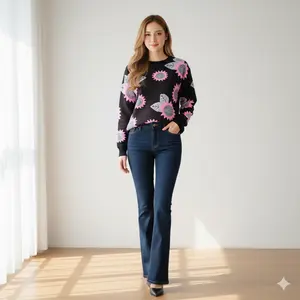 E.R Knit Store Sweater Premium Over size Sun Flower Pullover