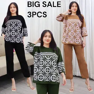 Valentfashion88 BIG SALE 3PCS!!! Setelan Wanita Jumbo PP ABSTRAK LD120