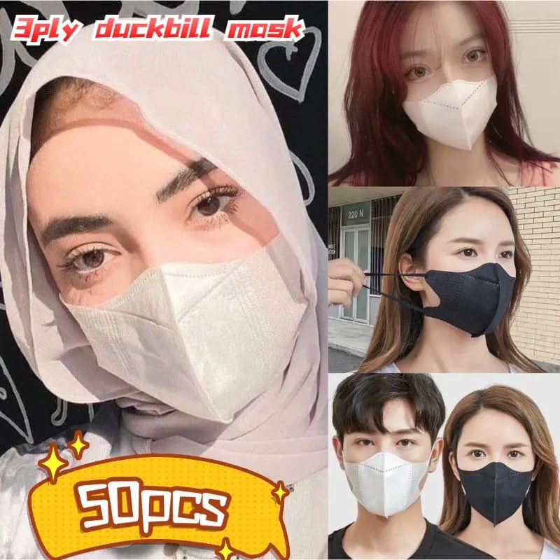 50pcs 3D Adult Mask 3D Mask Adult Earloop Mask Plain Mask