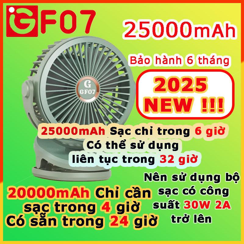 HCM Quạt Kẹp Mini GF07 20000mAh gf07 25000mah Chạy liên tục 12-32 Tiếng Quạt tích điện Mini cầm tay Bảo hành 6 tháng Sạc chỉ mất 4 giờ (Nên sử dụng bộ sạc có công suất 30W 2A trở lên)