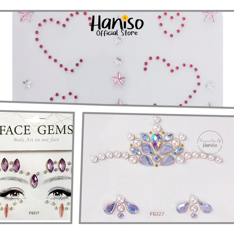 Face Gems Rhinestones 3D Face Crystal Sticker Wajah Face Art Party 1