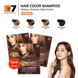 Promo!! Hair Color Shampoo Penghilang Uban Instan / Shampoo Sachet Pewarna Rambut Permanen Tanpa Bleacing 25ML Dark Brown Hitam Blonde