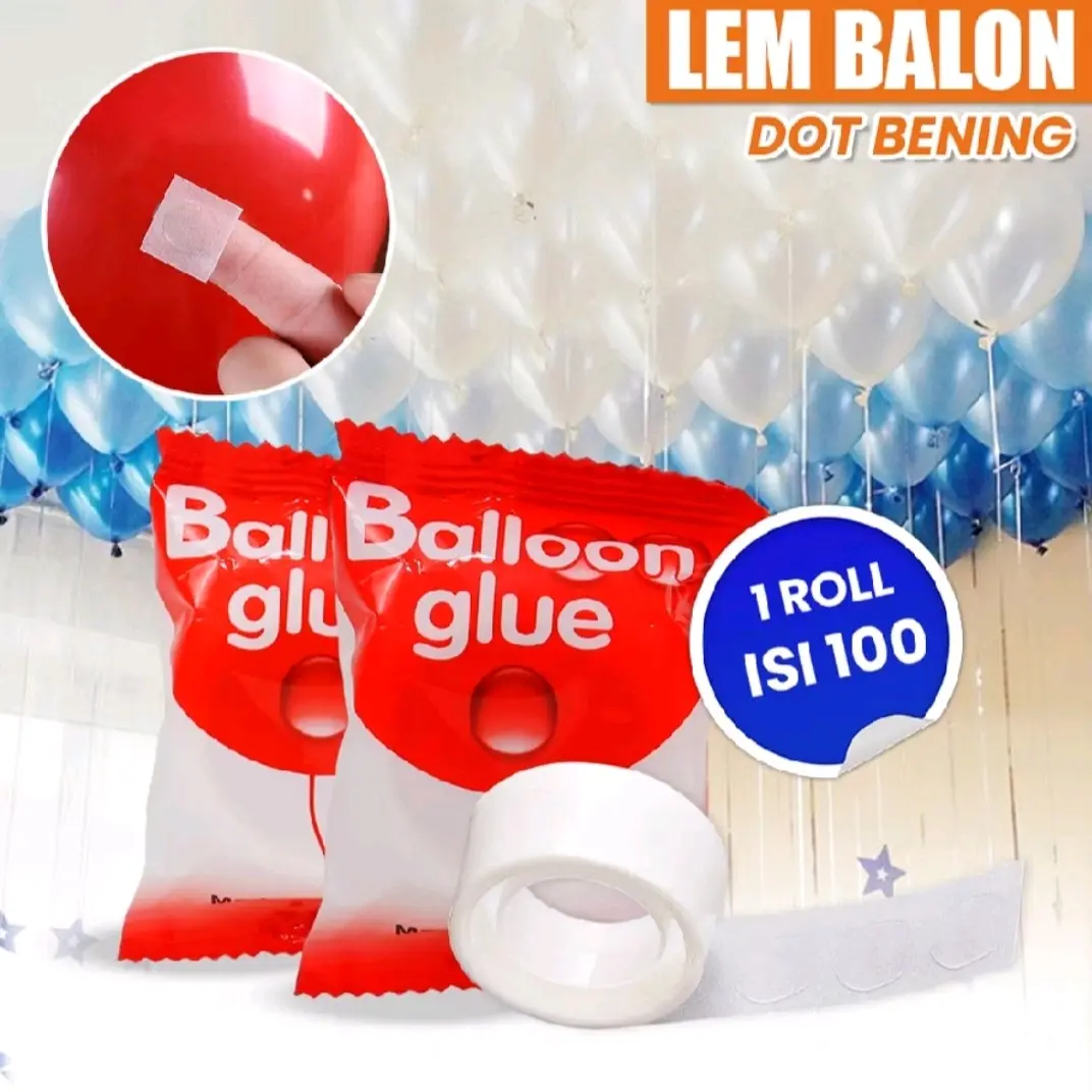 Lem Balon Perekat Roll 100 Dot Double Tape Glue - Solusi Menempelkan Balon pada Berbagai Permukaan
