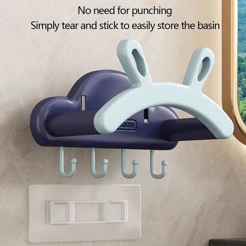Giá Để Chậu Rửa Có Thể Gấp Gọn Kệ Đựng Đồ Đa Chức Năng, Treo Tường, Không Cần Đục Lỗ, Thiết Kế Tai Thỏ, Cho Phòng Tắm, Hàng Mới Về 5