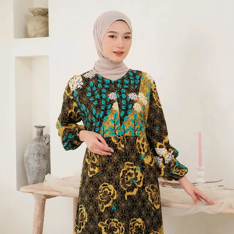 Gamis Lebaran Mewah Semi Jumbo Kekinian - Dress Wanita Busui Friendly - Gamis Ootd Wanita 4