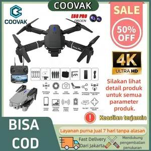 【BISA COD】COOVAK Drone E88 Lipat Mini Drone Kamera HD 4K WiFi FPV RC Quadcopter Drone Murah Terbaik Stabil Gyro Altitude Hold Headless Mode Cocok Pemula Mainan Anak Terlaris Portable Android iOS Kamera Udara HD Live Camera Foto Remote