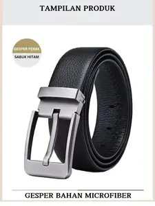 Yarrison Belt tUKIPU Black Stainless Ikat pinggang/Sabuk pria kulit warna hitam Men gesper otomatis