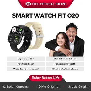 [Exclusive  ibnuwardani+Free Strap] itel Smart Watch ISW-O20 AI Watch Face | Pemantau Kesehatan 24 Jam | Panggilan BT | Layar HD 2.04" | Tahan Air IP68