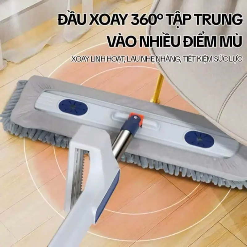 (1 Chổi + 2 Bông Lau) Cây Lau Nhà San Hô TT79 45x12CM Xoay 360 Độ Tặng Kèm 2 Miếng Lau 6