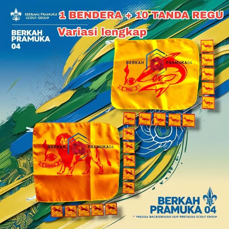 PAKET GROSIR (1 BENDERA + 10 TANDA REGU) PRAMUKA PUTRA NAMA HEWAN ...