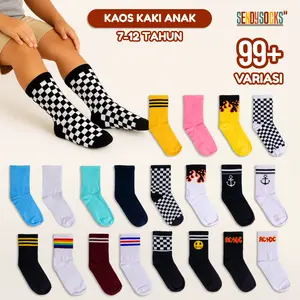 Kaos Kaki Anak SD SMP 7-12 Tahun Motif Oldschool Distro Garis Setrip Strip Panjang Tebal - Sendy Socks