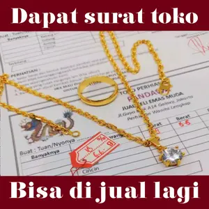 tebus murah kalung wanita emas muda motif nuri liontin permata free cincin polos dapat surat toko