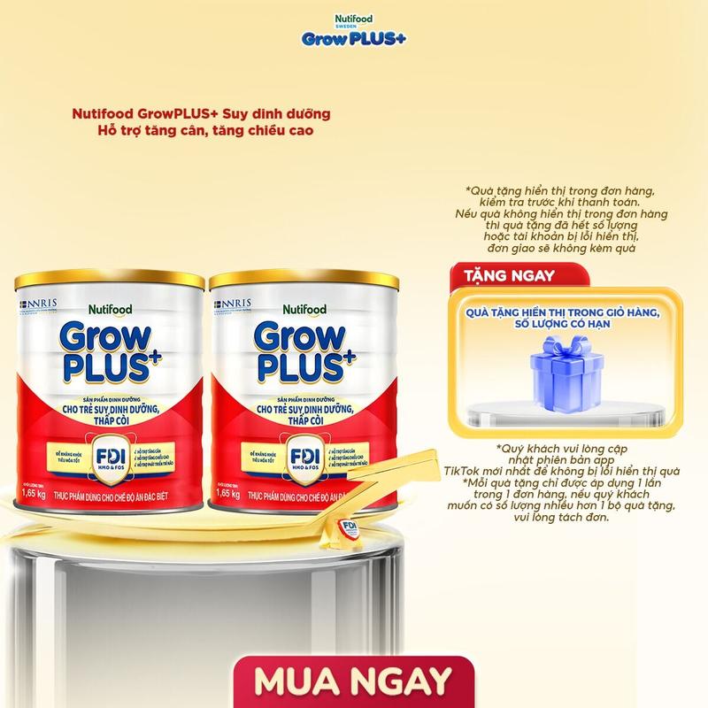 [GĐ1] Combo 2 Lon Sữa Bột Nutifood GrowPLUS+ Suy Dinh Dưỡng (đỏ) 1.65kg (mới) - Hỗ trợ Tăng Cân, Tăng Chiều Cao- Link chính