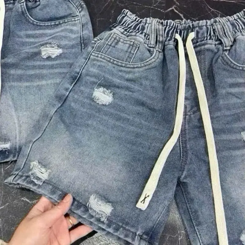 Quần jeans ngố lưng thun có dây dút điều chỉnh chất liệu jeans bò cao cấp mặc thoáng mát thoải mái