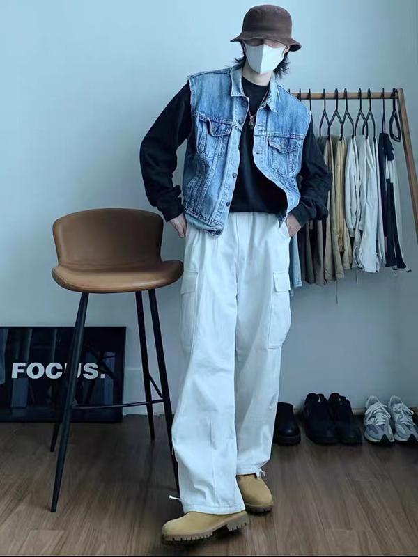 Product Introduction of Korean Cargo Pants For Men Straight Cut Pants For Men Six Pocket Pants For Men Wide Leg Pants 22