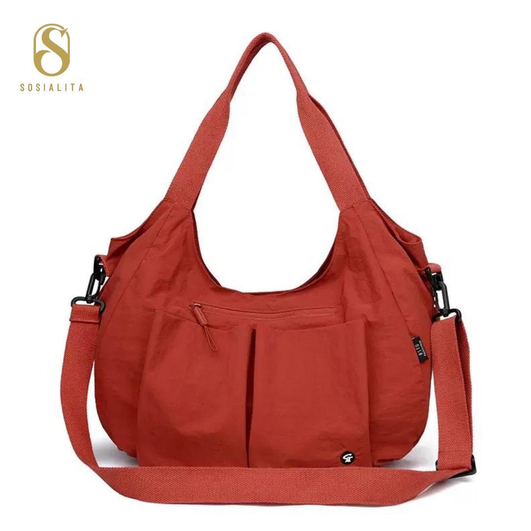 Renata Nylon Multi Pocket Shoulder Bag Tas Nilon Tas Wanita Tas Tote Bag Tas Selempang Tas Harian