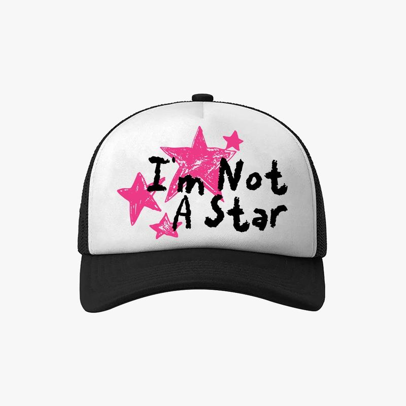 Inefable Hat Trucker Corduroy I'm Not Star Topi Haring Hitam Putih Uniseex 0