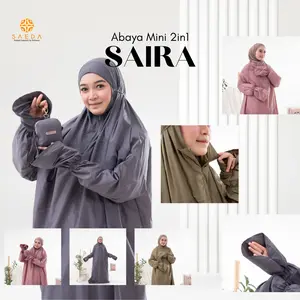 SAEDA Mukena Abaya Traveling Terusan Pouch Mini 2in1 Saira Muslim Dewasa