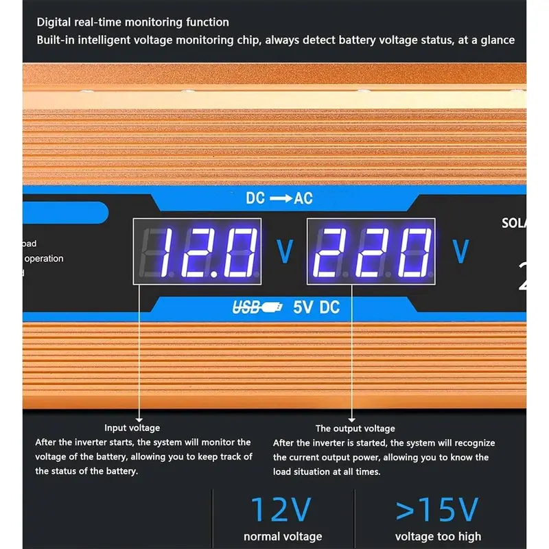 Carmaer Car Power Inverter DC 12V to AC 220V with LED Display 500W 3