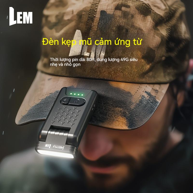  Đèn pha câu cá LEM siêu sáng có cảm biến chuyển động pin lâu dài đèn làm việc Kẹp và từ tính để câu cá ban đêm 