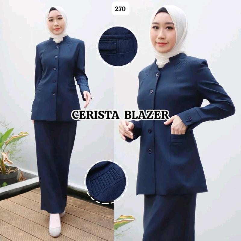Seragam guru Navy set rok span (270). 0