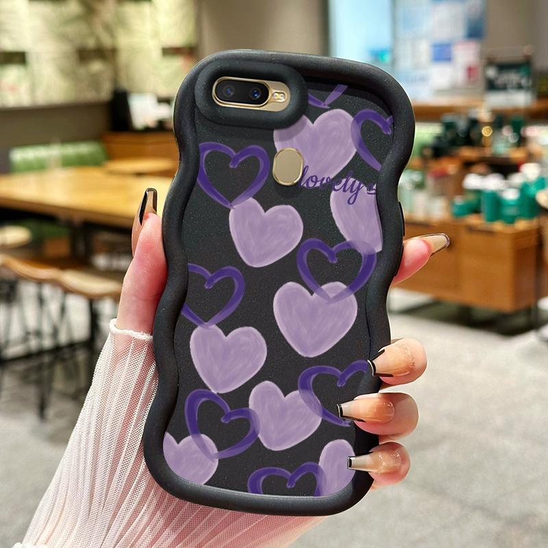 Casing Hp Untuk OPPO A7 A5s A12 A12s A11K Casing Hp Kesing Softcase Case Bahan silikon gelombang Cesing Pola Hati Retro Mode pelindung marshmallow Anti Jatuh Tahan debu guncangan 2