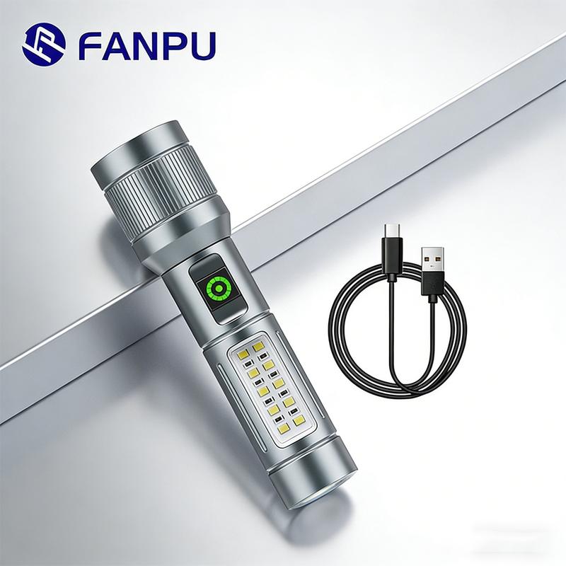 Đèn LED Thu Phóng Tiêu Cự Siêu Sáng FANPU, Đèn Pin Cầm Tay Đa Năng Hợp Kim…