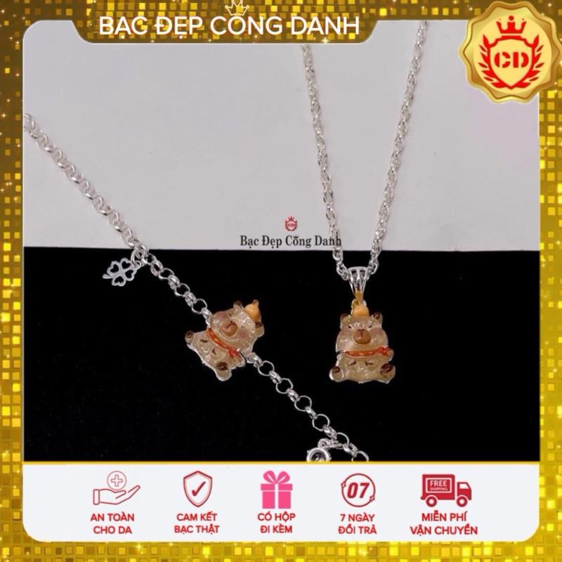 Set Capybara cho bé bạc ta: dây chuyền, lắc tay, hoa tai BĐCD